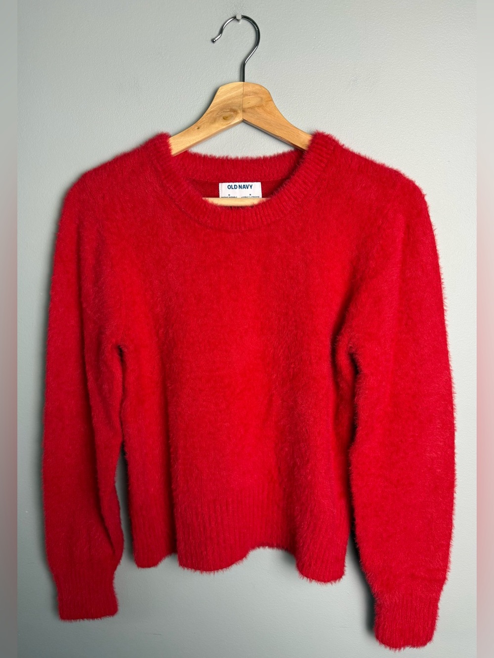 Old Navy Red Fuzzy Crewneck Sweater - Women
